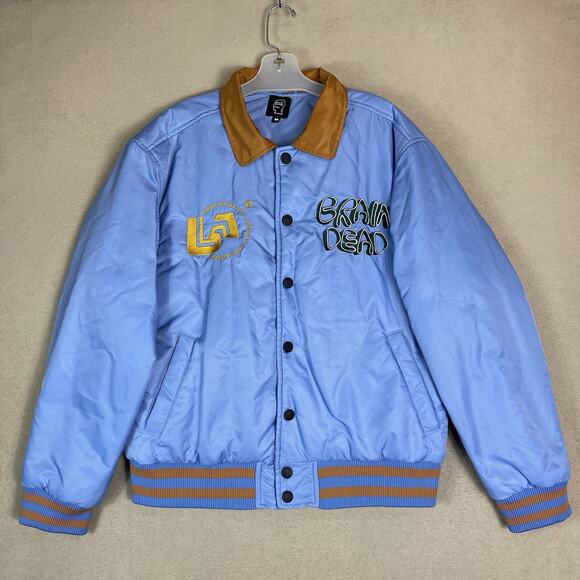 Brain Dead Jacket Mens M Blue Soft Human Hardware Satin Brain Dead Jacket Mens M Blue Soft Human Hardware Satin